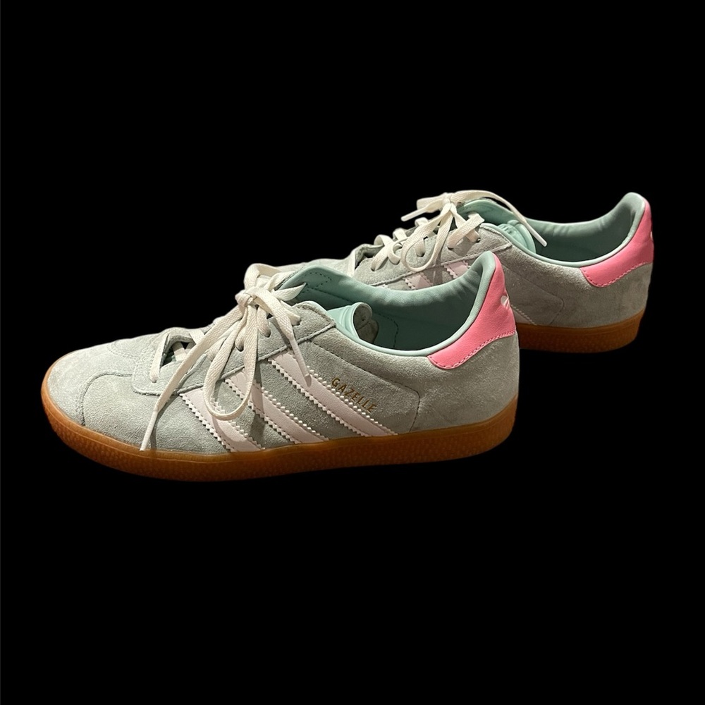 Adidas Sneaker Gazelle Hazy Green Teal White Pink US Kids 5.5 = Women 7 - 7.5 - Picture 4 of 16